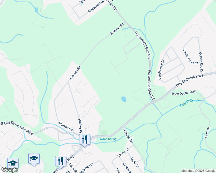 map of restaurants, bars, coffee shops, grocery stores, and more near 1112 Boyds Creek Highway in Seymour