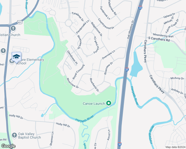 map of restaurants, bars, coffee shops, grocery stores, and more near 235 Riverbend Drive in Franklin