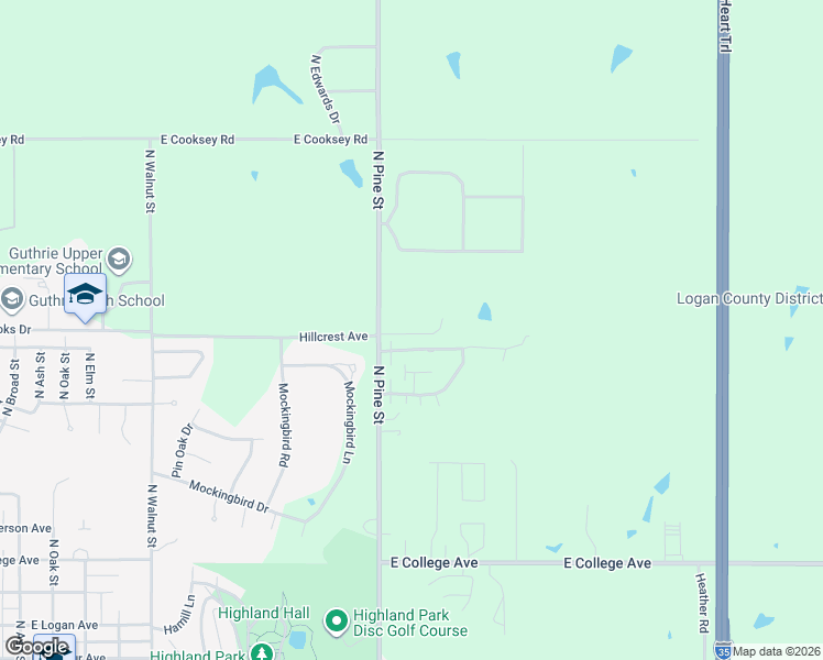 map of restaurants, bars, coffee shops, grocery stores, and more near 1614 Canyon Bluff Road in Guthrie
