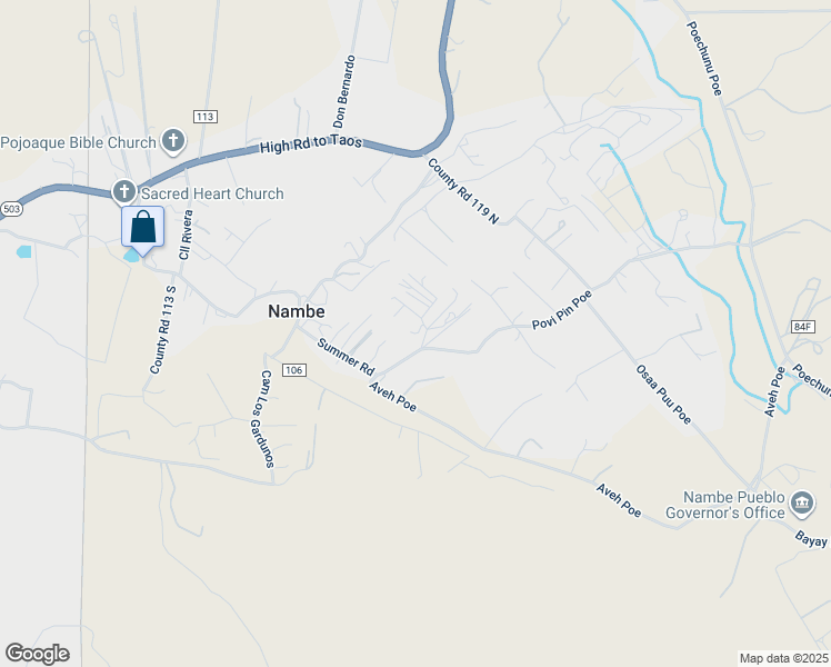 map of restaurants, bars, coffee shops, grocery stores, and more near 80 County Road 84G in Santa Fe