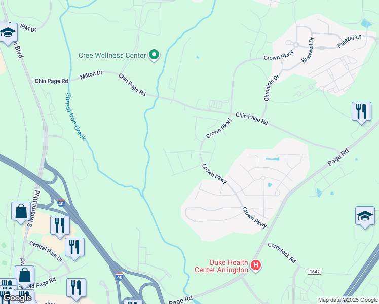 map of restaurants, bars, coffee shops, grocery stores, and more near 111 Hutty Lane in Morrisville