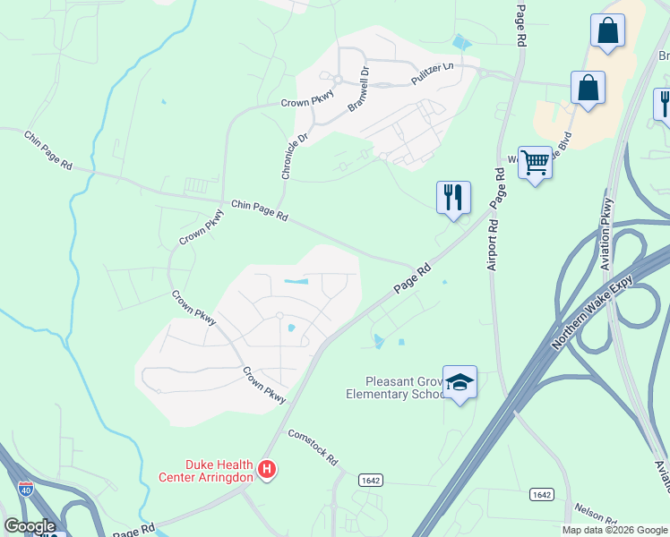 map of restaurants, bars, coffee shops, grocery stores, and more near 317 OldCastle Drive in Morrisville