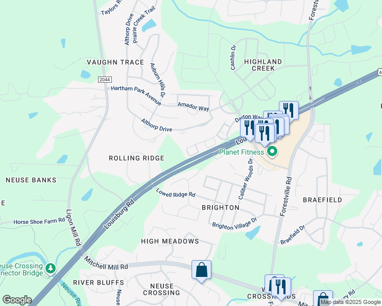 map of restaurants, bars, coffee shops, grocery stores, and more near 3909 Tresco Crossing in Raleigh