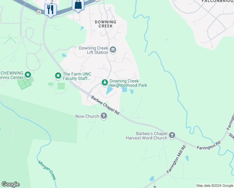 map of restaurants, bars, coffee shops, grocery stores, and more near 2210 Copeland Way in Chapel Hill