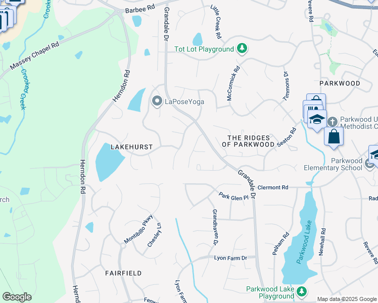 map of restaurants, bars, coffee shops, grocery stores, and more near 6000 Millstone Drive in Durham