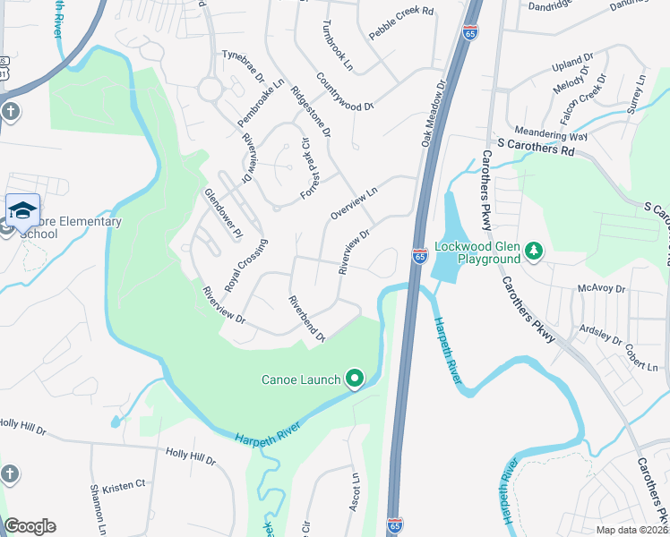 map of restaurants, bars, coffee shops, grocery stores, and more near 578 Overview Lane in Franklin