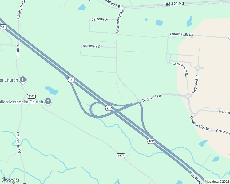 map of restaurants, bars, coffee shops, grocery stores, and more near 5667 Julian Airport Road in Liberty
