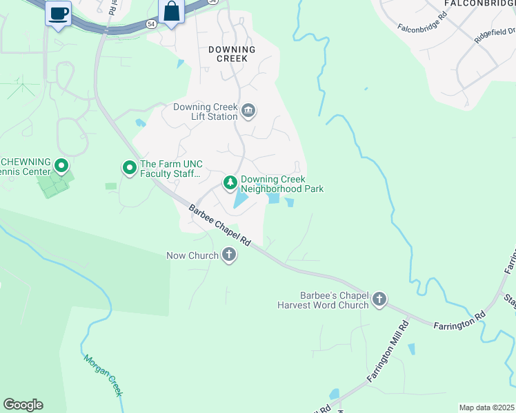 map of restaurants, bars, coffee shops, grocery stores, and more near 2210 Copeland Way in Chapel Hill