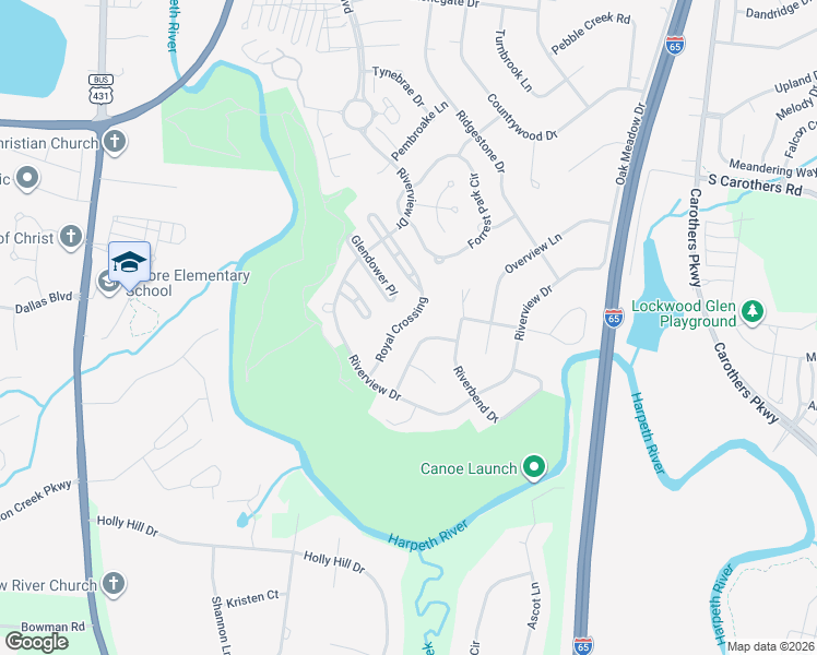 map of restaurants, bars, coffee shops, grocery stores, and more near 436 Royal Crossing in Franklin
