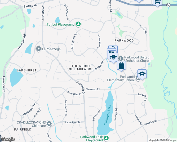 map of restaurants, bars, coffee shops, grocery stores, and more near 1227 Seaton Road in Durham