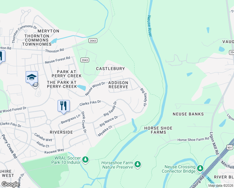 map of restaurants, bars, coffee shops, grocery stores, and more near 6011 San Marcos Way in Raleigh