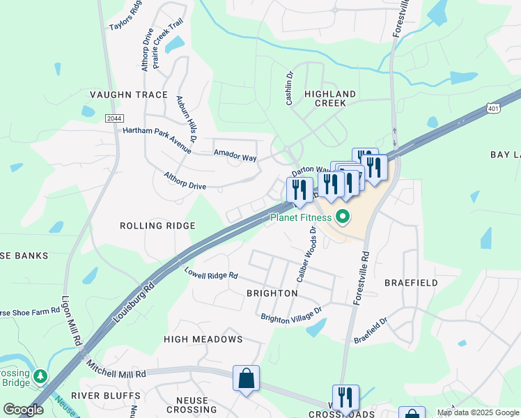 map of restaurants, bars, coffee shops, grocery stores, and more near Swinton Street in Raleigh