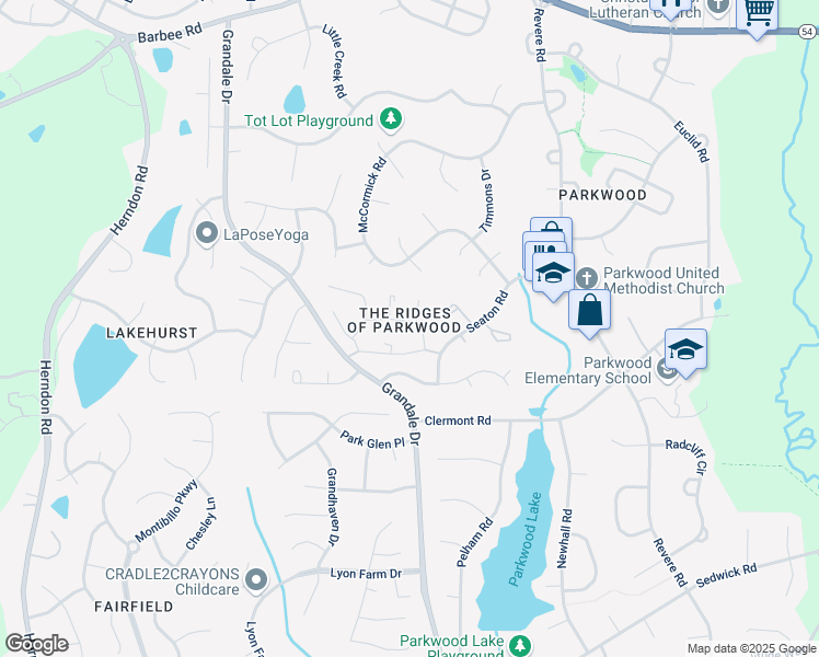 map of restaurants, bars, coffee shops, grocery stores, and more near 1215 Seaton Road in Durham