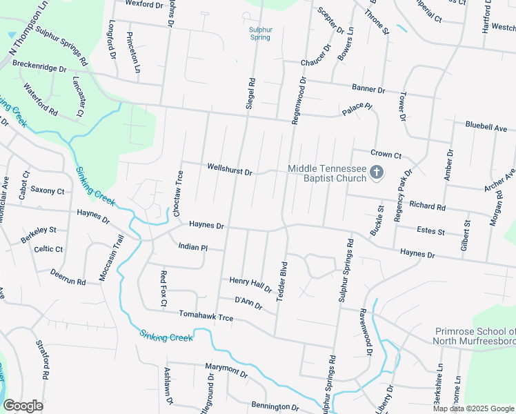 map of restaurants, bars, coffee shops, grocery stores, and more near 2707 Bertram Court in Murfreesboro