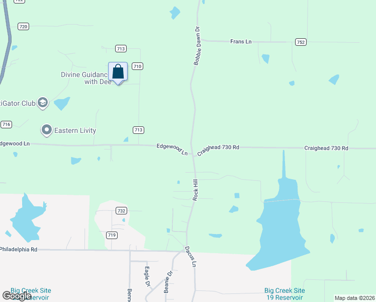 map of restaurants, bars, coffee shops, grocery stores, and more near 1112 County Road 755 in Jonesboro