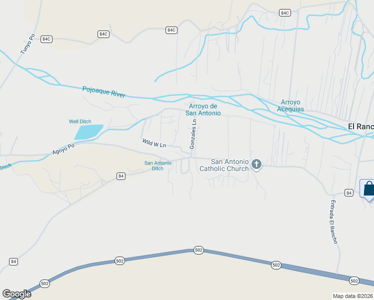 map of restaurants, bars, coffee shops, grocery stores, and more near 1 Wild West Lane in Santa Fe