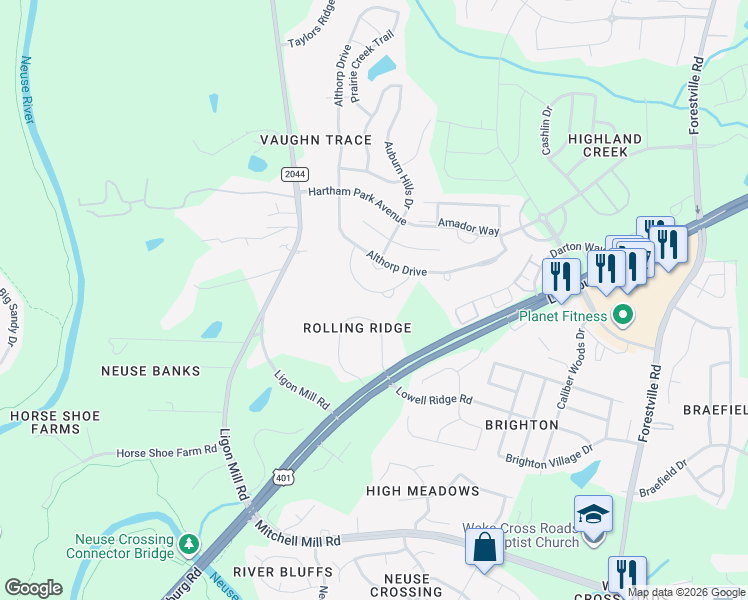 map of restaurants, bars, coffee shops, grocery stores, and more near 4376 Lyman Avenue in Raleigh