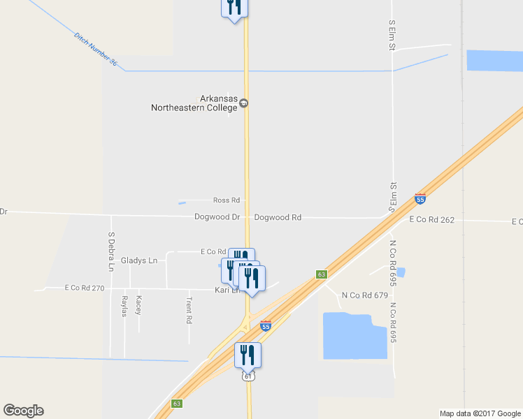 map of restaurants, bars, coffee shops, grocery stores, and more near 3140 U.S Highway 61 in Blytheville