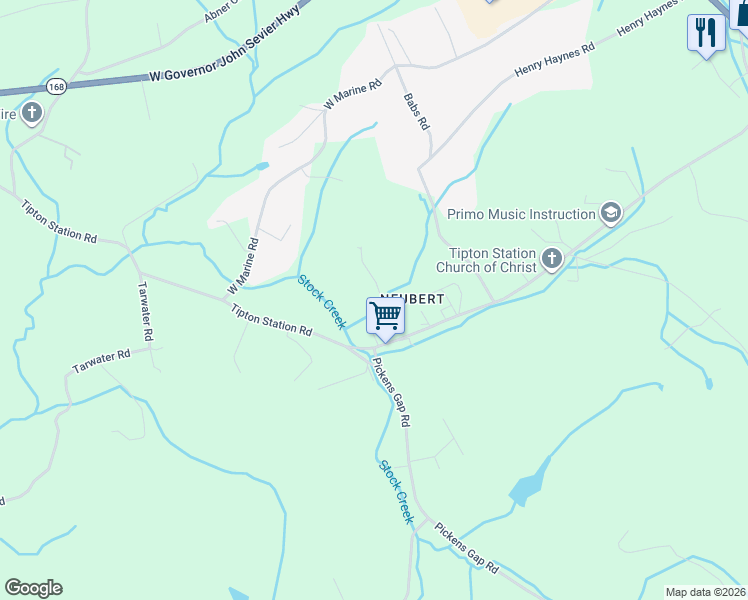 map of restaurants, bars, coffee shops, grocery stores, and more near 8014 Bob Cummings Road in Knoxville