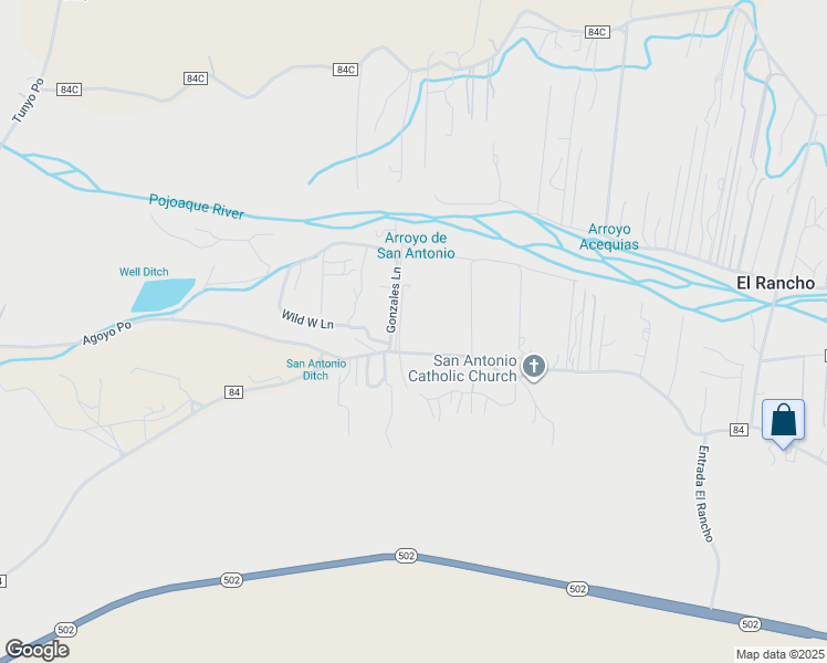 map of restaurants, bars, coffee shops, grocery stores, and more near 467 County Road 84 in Santa Fe
