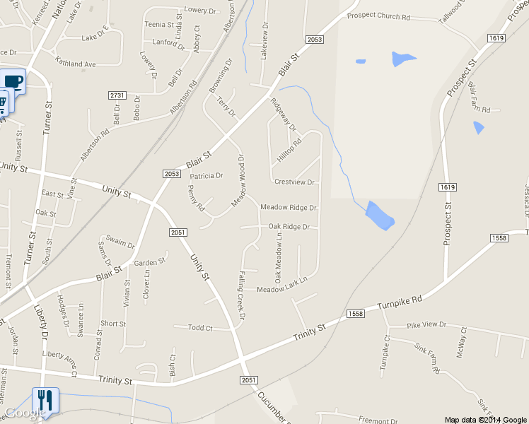 map of restaurants, bars, coffee shops, grocery stores, and more near 100 Meadow Ridge Drive in Thomasville
