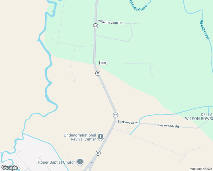 map of restaurants, bars, coffee shops, grocery stores, and more near 8856 North Carolina 32 in Roper