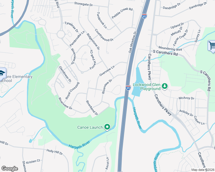 map of restaurants, bars, coffee shops, grocery stores, and more near 534 Riverview Drive in Franklin