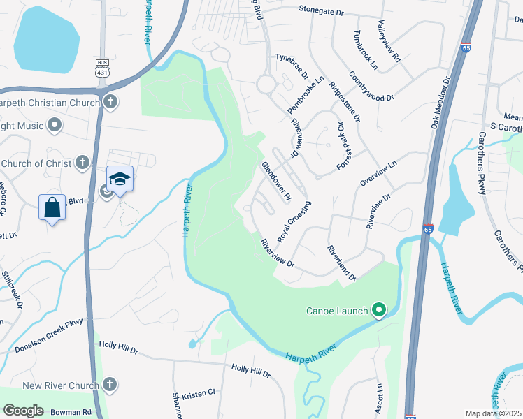 map of restaurants, bars, coffee shops, grocery stores, and more near 284 Rivermont Circle in Franklin