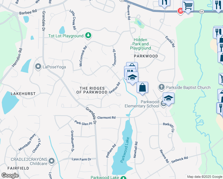 map of restaurants, bars, coffee shops, grocery stores, and more near 1304 Seaton Road in Durham