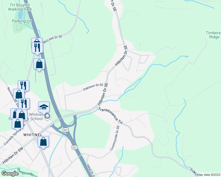 map of restaurants, bars, coffee shops, grocery stores, and more near 1203A Hibriten Drive Southeast in Lenoir
