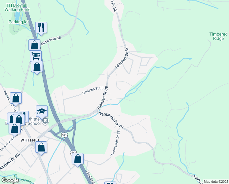 map of restaurants, bars, coffee shops, grocery stores, and more near 1203A Hibriten Drive Southeast in Lenoir