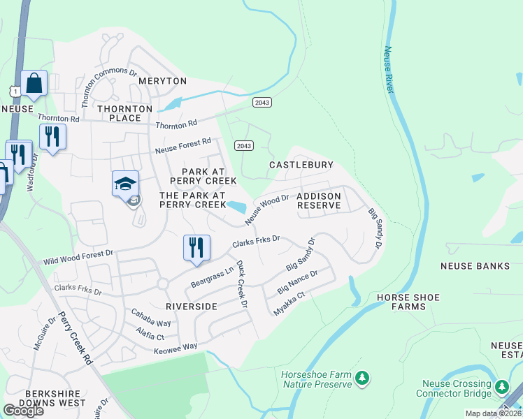 map of restaurants, bars, coffee shops, grocery stores, and more near 8305 Aspen Mountain Court in Raleigh