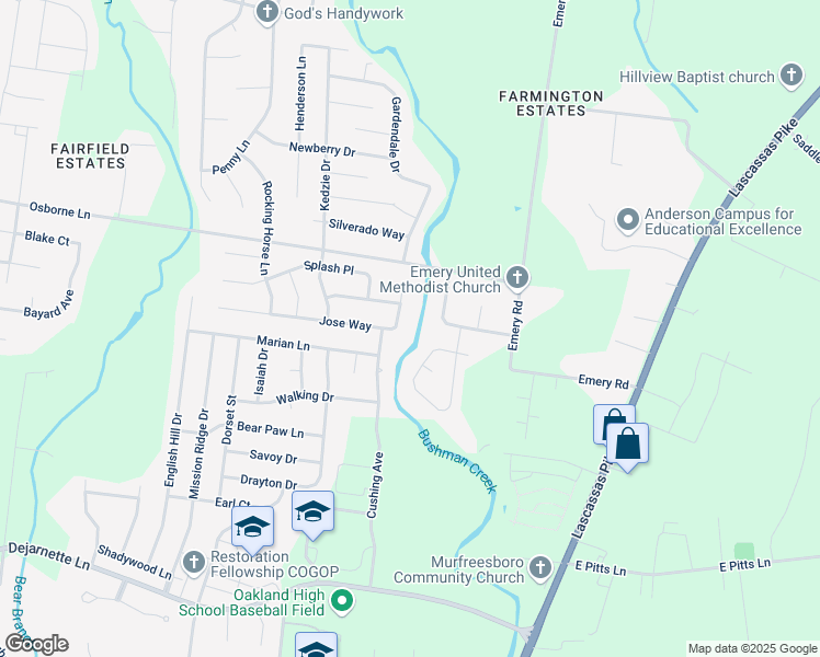 map of restaurants, bars, coffee shops, grocery stores, and more near 2008 Jose Way in Murfreesboro