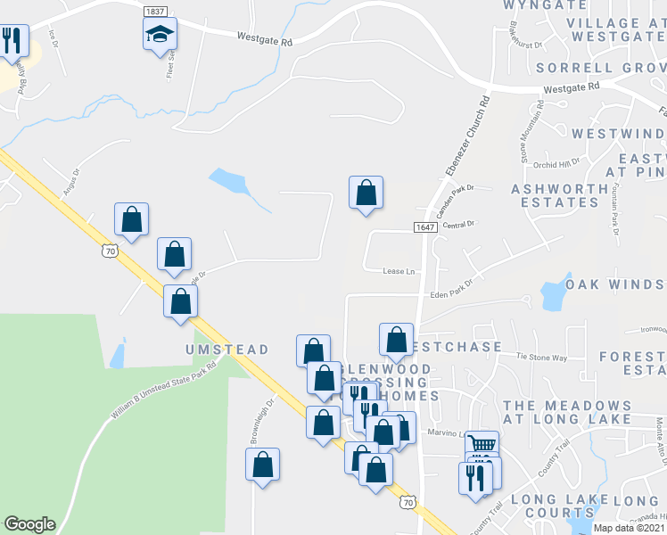 map of restaurants, bars, coffee shops, grocery stores, and more near 5929 Triangle Drive in Raleigh