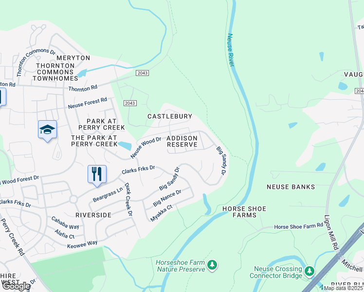 map of restaurants, bars, coffee shops, grocery stores, and more near 6011 San Marcos Way in Raleigh