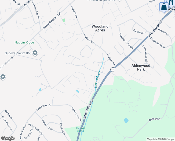 map of restaurants, bars, coffee shops, grocery stores, and more near 1400 Kenton Way in Knoxville