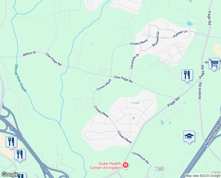 map of restaurants, bars, coffee shops, grocery stores, and more near 115 Florence Place in Morrisville