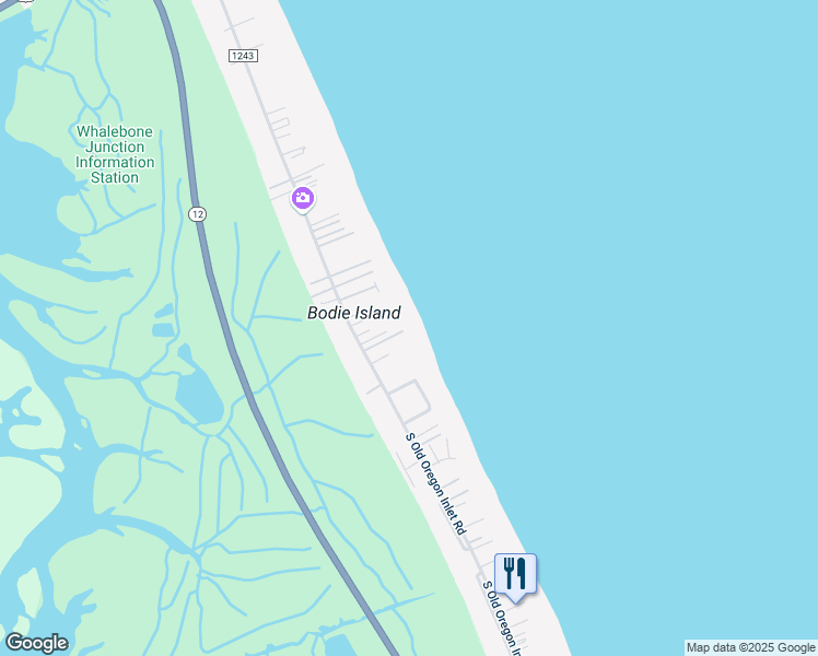 map of restaurants, bars, coffee shops, grocery stores, and more near 8521C East Harvest Street in Nags Head