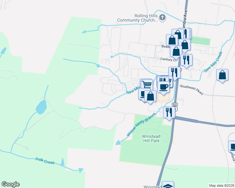 map of restaurants, bars, coffee shops, grocery stores, and more near 1801 Shadow Green Drive in Franklin