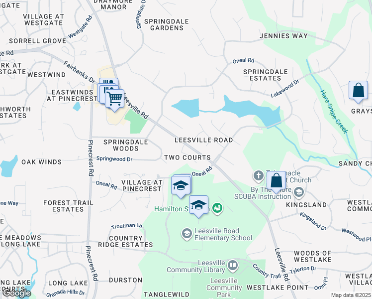 map of restaurants, bars, coffee shops, grocery stores, and more near 8420 Two Courts Drive in Raleigh