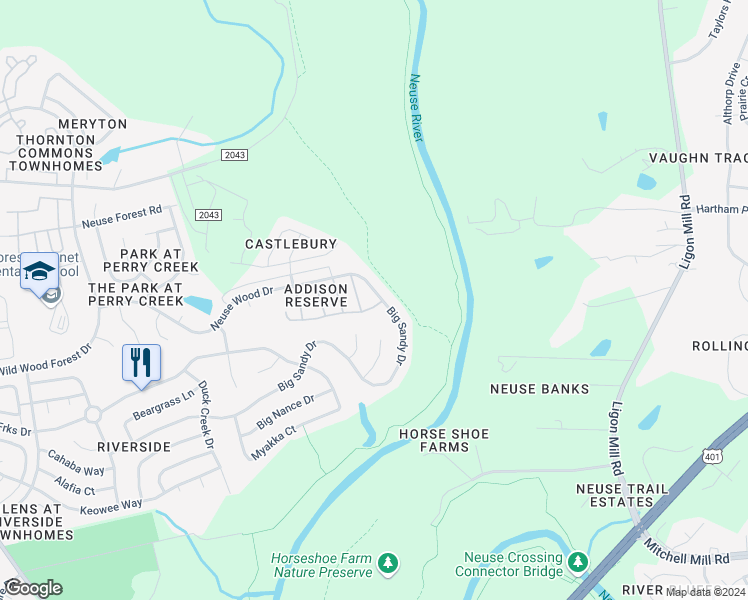 map of restaurants, bars, coffee shops, grocery stores, and more near 6229 San Marcos Way in Raleigh