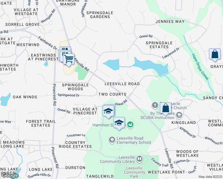 map of restaurants, bars, coffee shops, grocery stores, and more near 8420 Two Courts Drive in Raleigh