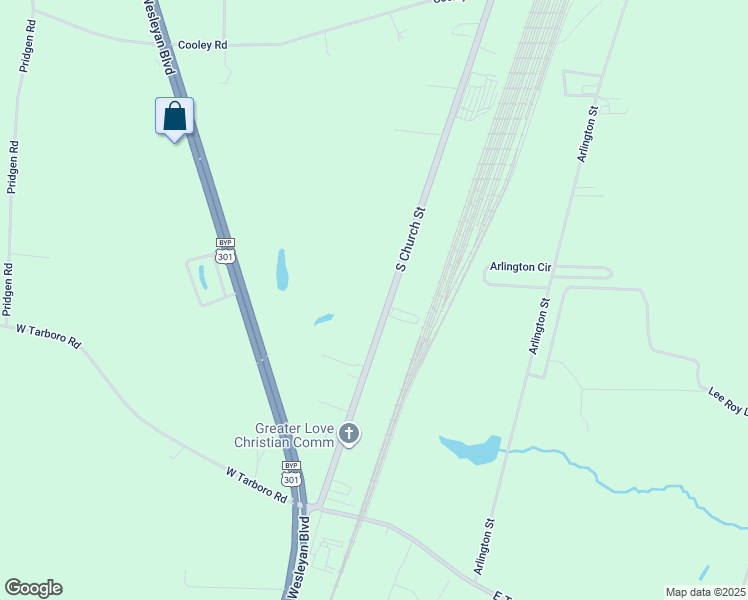 map of restaurants, bars, coffee shops, grocery stores, and more near 4050 South Church Street in Rocky Mount