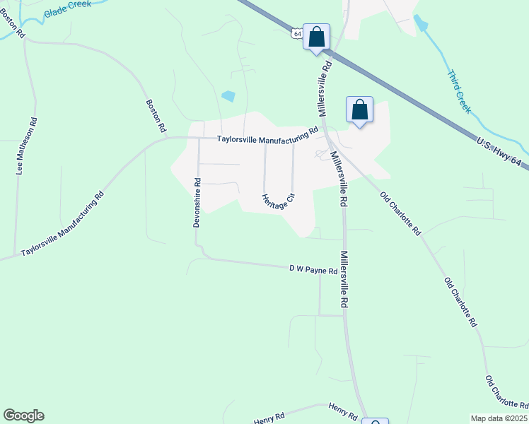 map of restaurants, bars, coffee shops, grocery stores, and more near 226 Heritage Circle in Taylorsville