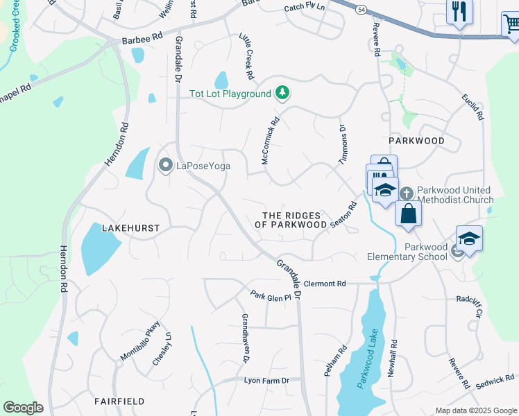map of restaurants, bars, coffee shops, grocery stores, and more near 81 Candytuff Lane in Durham