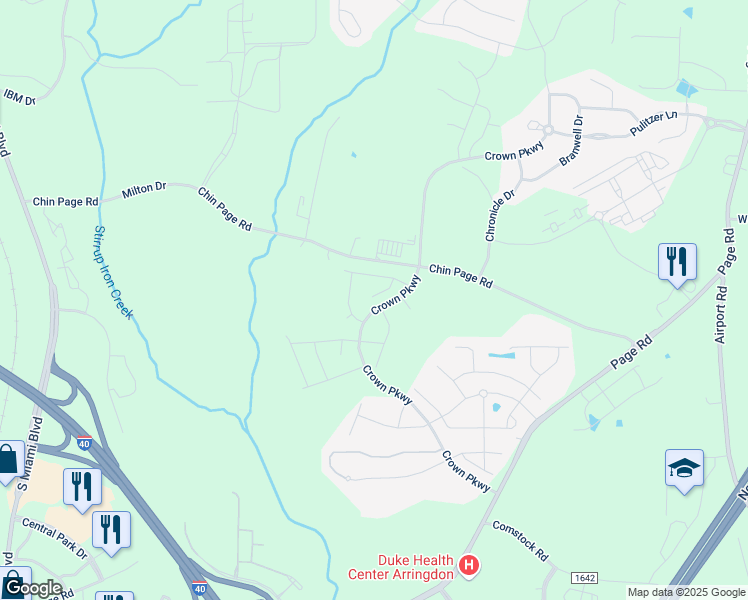 map of restaurants, bars, coffee shops, grocery stores, and more near 121 Raphael Place in Morrisville