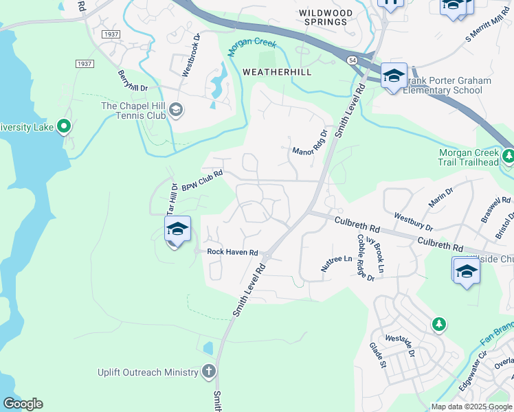 map of restaurants, bars, coffee shops, grocery stores, and more near 500 Smith Level Road in Carrboro