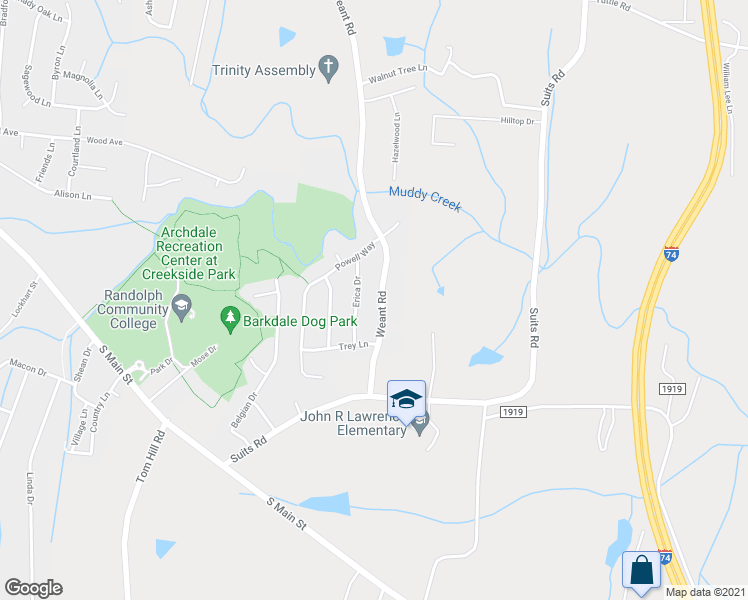 map of restaurants, bars, coffee shops, grocery stores, and more near 6023 Weant Road in High Point