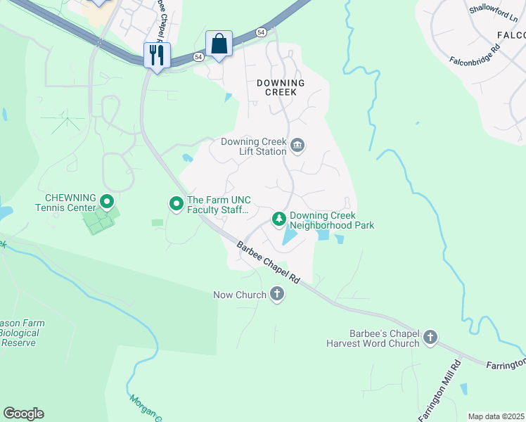 map of restaurants, bars, coffee shops, grocery stores, and more near 9 Winslow Place in Chapel Hill