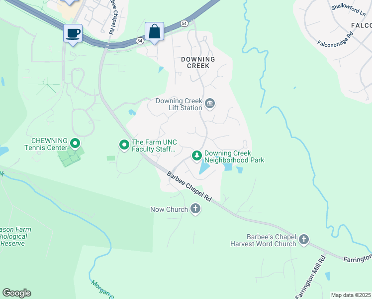 map of restaurants, bars, coffee shops, grocery stores, and more near 9 Winslow Place in Chapel Hill